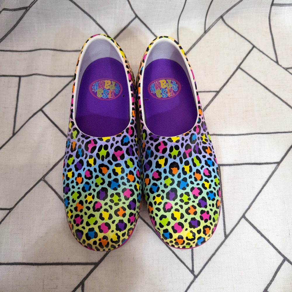 Crocs Lisa Frank Neria Pro II Clog Size 5 Womens Rainbow Leopard Slip Resistant - Picture 5 of 11